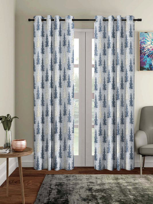 Vintage Grey Oak Tree Print Curtain