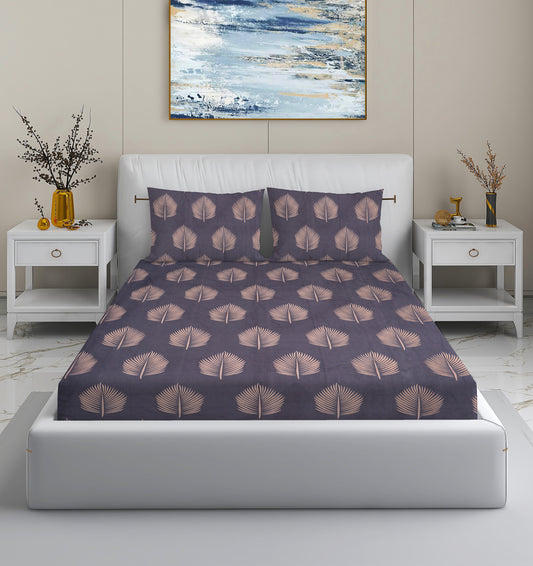King Size Geometric Printed Grey Bedsheet