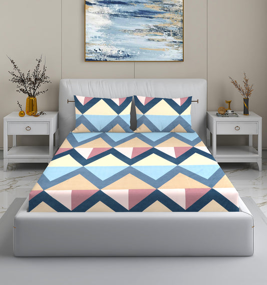 Colorful Triangle Print King Bedsheet
